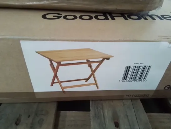 BOXED GOODHOME DENIA FOLDING WOODEN BISTRO SET, 4 CHAIRS & TABLE