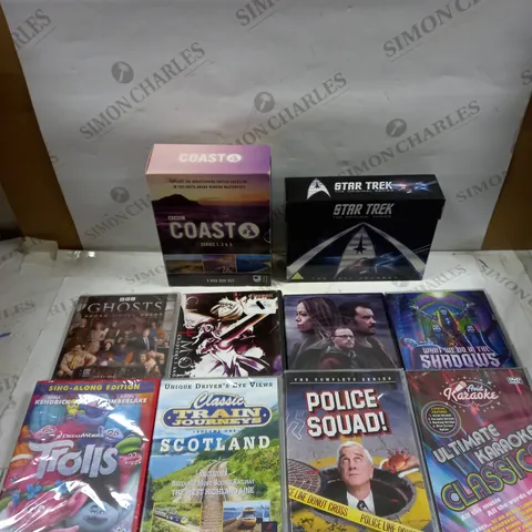 BOX OF APPROXIMATELY 10 ASSORTED DVDS TO INCLUDE STAR TREK ORIGINAL SERIES BOX SET, POLICE SQUAD, TROLLS ETC