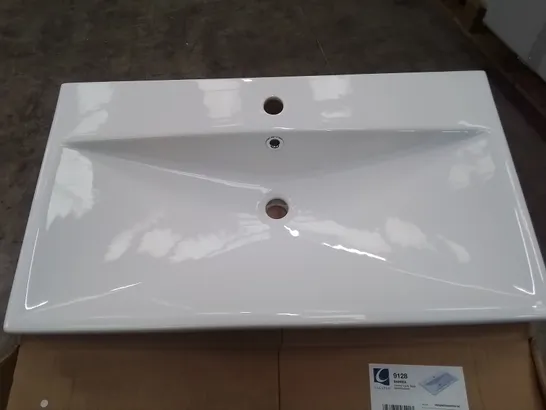 BOXED CALYPSO BARREA CERAMIC VANITY BASIN IN WHITE - 175X805X463MM