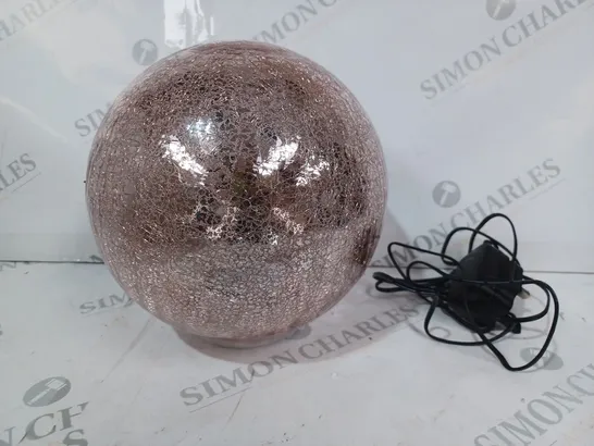 DESIGNER CRACKLE BLUSH PINK GLASS ORNAMENT 