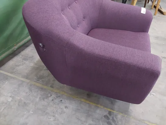 DESIGNER BUTTONED BACK EASY CHAIR PURPLE FABRIC 