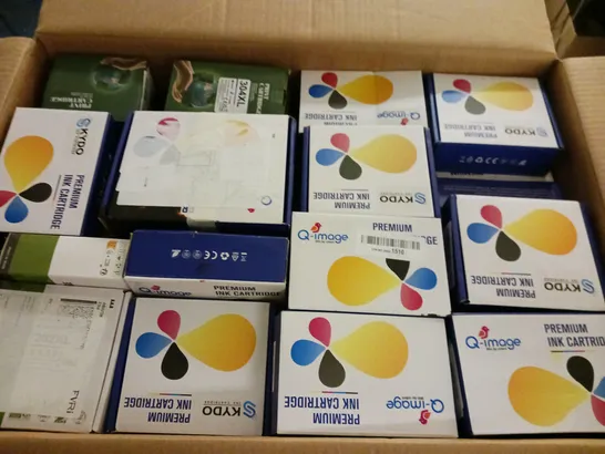 APPROXIMATELY 30 ASSORTED INK PRINTER INKS & ACCESSORIES TO INCLUDE SKYDO PREMIUM INK CARTRIDGE, Q-IMAGE PREMIUM INK CARTRIDGE, 304XL TRI-CLOUR PRINT CARTRIDGE, ETC