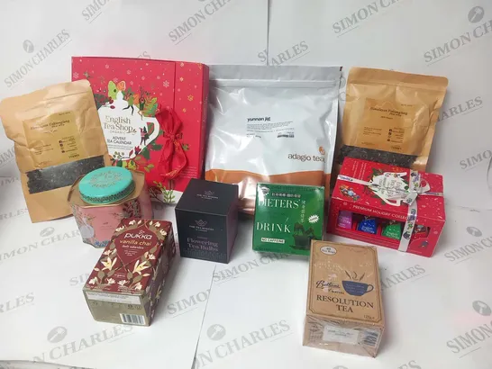 APPROXIMATELY 10 ASSORTED TEA BASED PRODUCTS TO INCLUDE; HIMALAYAN KAKTANGLUNG, BOTHAMS OF WHITBY, DIETER'S DRINK, YUNNAN JIG, PUKKA AND FORTNUM AND MASON