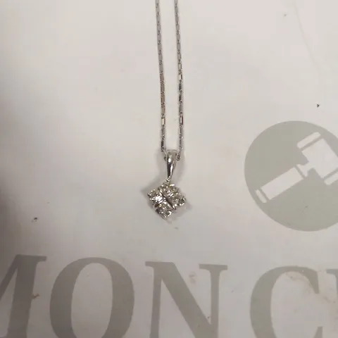 18CT WHITE GOLD SALTIRE PENDANT ON CHAIN, SET WITH DIAMONDS WEIGHING +0.34CT