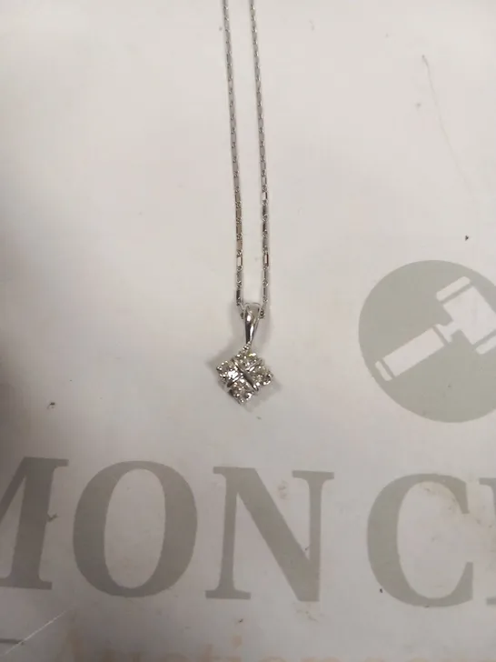 18CT WHITE GOLD SALTIRE PENDANT ON CHAIN, SET WITH DIAMONDS WEIGHING +0.34CT