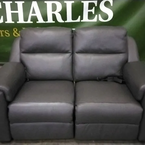 QUALITY ITALIAN DESIGNER AVILA POWER RECLINER LOVESEAT MEDIUM GREY LEATHER