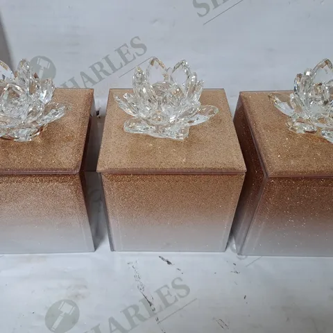 JM BY JULIEN MACDONALD SET OF 3 GLITTER GLASS TRINKET BOXES