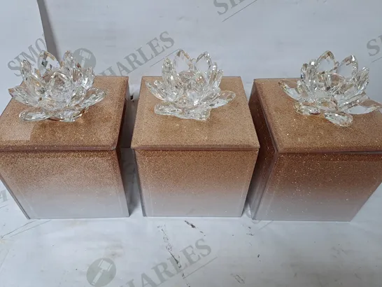 JM BY JULIEN MACDONALD SET OF 3 GLITTER GLASS TRINKET BOXES