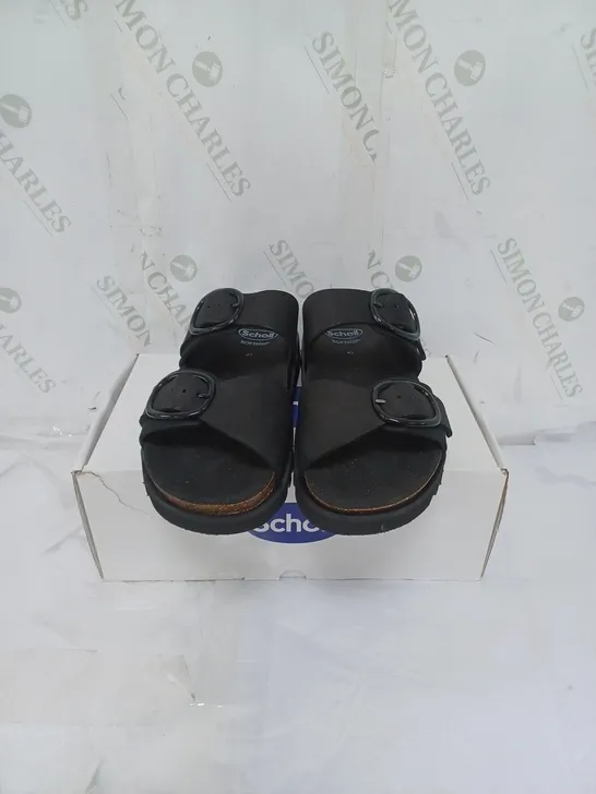 BOXED SCHOLL SOFT STEP LADIES SANDALS BUCKLE FASTENING SIZE 6 BLACK