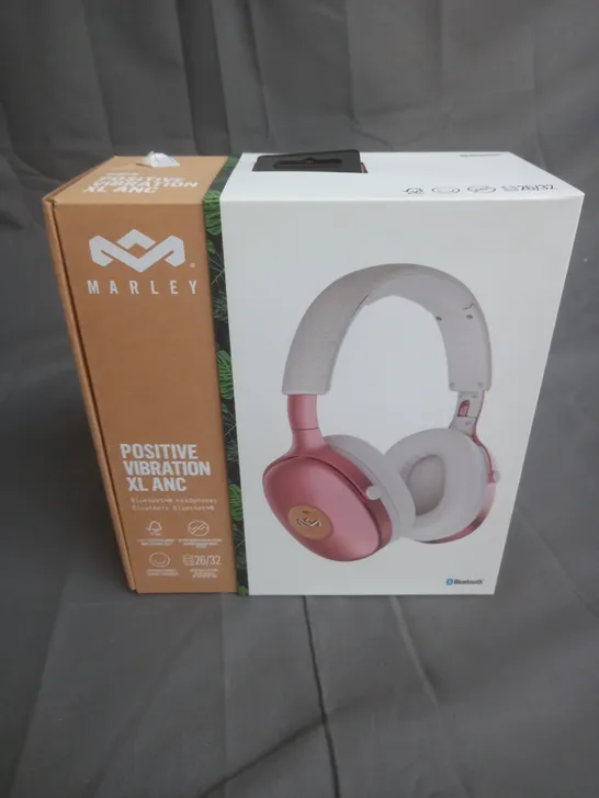 BOXED MARLEY POSITIVE VIBRATION XL ANC BLUETOOTH HEADPHONES IN PINK/WHITE