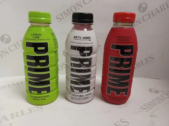 BOX OF 3 PRIME DRINKS TO INCLUDE LEMON LIME, TROPICAL PUNCH AND META MOON