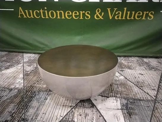 QUALITY ITALIAN MADE MERIDIANI BONGO WARM-GREY COFFEE TABLE WITH BRONZED BRASS TOP 