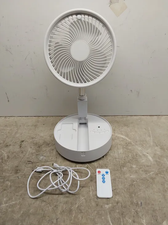 BOXED BELL & HOWELL OSCILLATING FOLDING RECHARGEABLE FAN IN WHITE
