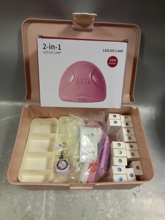 UV GEL NAIL KIT IN PINK CAT CARRIER