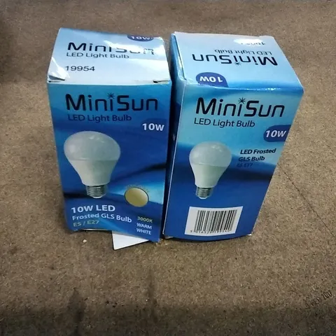 BOXED MINISUN LED FROSTED GLS E27 10W LIGHT BULB X 2