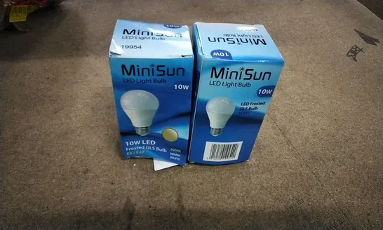 BOXED MINISUN LED FROSTED GLS E27 10W LIGHT BULB X 2