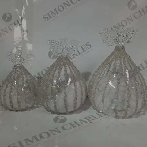 JULIEN MACDONALD SET 3 PRELIT GLASS ANGELS - COLLECTION ONLY