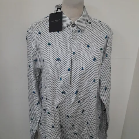 TED BAKER FLORAL GEO PRINT BUTTON SHIRT SIZE 5