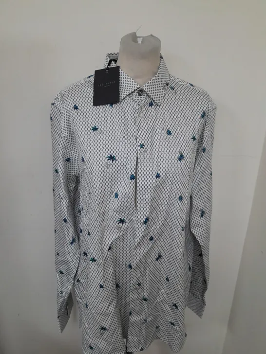 TED BAKER FLORAL GEO PRINT BUTTON SHIRT SIZE 5