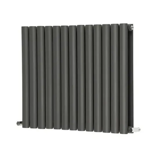 BOXED SHIRLY HORIZONTAL DOUBLE OVAL PANEL RADIATOR - ANTHRACITE 