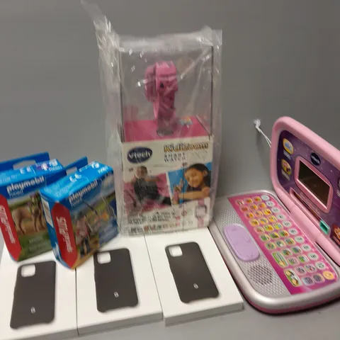 APPROXIMATELY 20 ASSORTED ITEMS TO INCLUDE VTECH KIDS LAPTOP, VTECH KIDIZOOM SMART WATCH, GOGLE PIXEL PHONE CASES, ETC