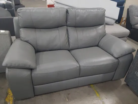 DESIGNER TWO SEATER SOFA GREY LEATHER 