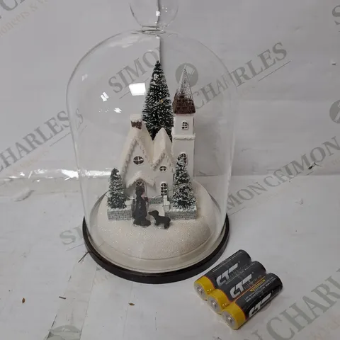 BOXED SANTA EXPRESS PRE-LIT FESTIVE SCENE IN GLASS CLOCHE DOME