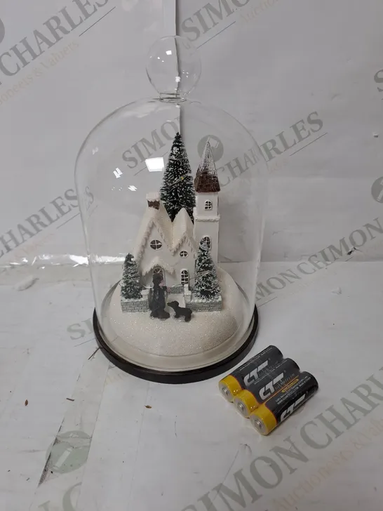 BOXED SANTA EXPRESS PRE-LIT FESTIVE SCENE IN GLASS CLOCHE DOME