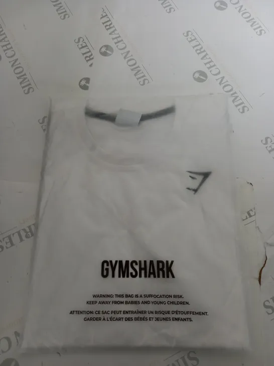 GYMSHRK MEDIUM WHITE TSHIRT 