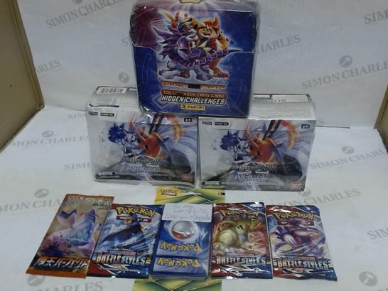 LOT OF ASSORTED CARD GAME PACKS, TO INCLUDE POKEMON, DIGIMON & INVIZIMALS
