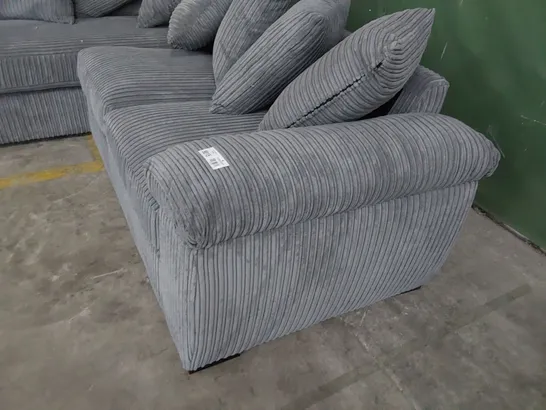 DESIGNER CHAISE SOFA WITH SCATTER CUSHIONS GREY JUMBO CHORD