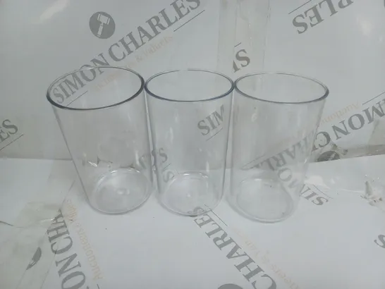 BOX OF APPROXIMATELY 70 BAMIX 400ML PLASTIC BEAKERS WITH APPROXIMATELY 12 BAMIX BLACK LIDS