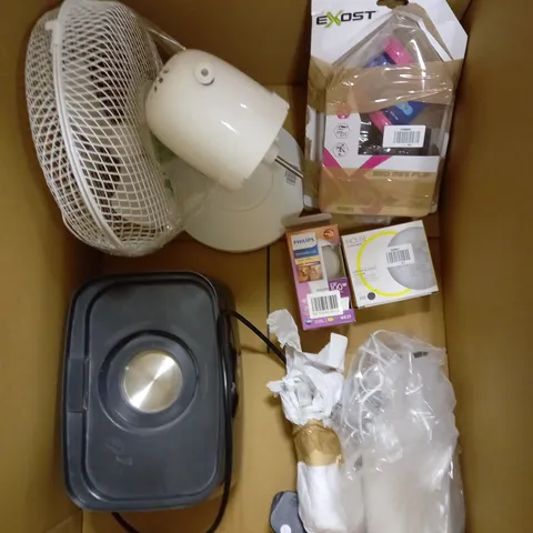BOX OF MISCELLANEOUS LIGHTING AND ELECTRICAL ITEMS TO INCLUDE JOHN LEWIS & LAURA ASHLEY PLUS OTHERS
