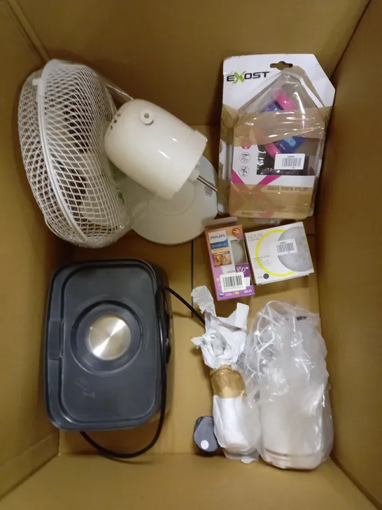 BOX OF MISCELLANEOUS LIGHTING AND ELECTRICAL ITEMS TO INCLUDE JOHN LEWIS & LAURA ASHLEY PLUS OTHERS