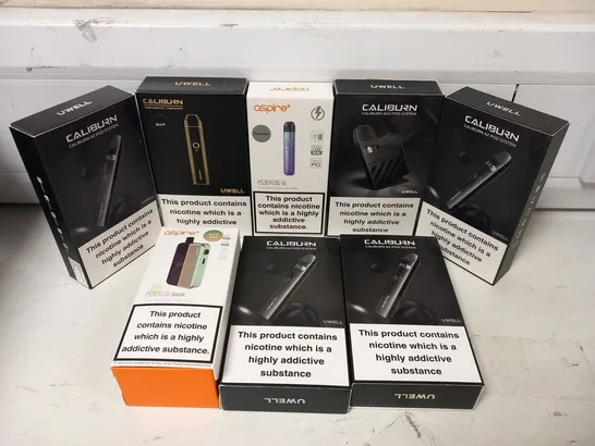 APPROXIMATELY 29 ASSORTED E-CIGARETTES AND E-CIGARETTE PARAPHERNALIA TO INCLUDE; ASPIRE AND CALIBURN