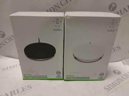 APPROXIMATELY 20 ASSORTED BELKIN BOOST UP SPECIAL EDITION WIRELESS CHARGING PADS (BLACK AND WHITE VARIANTS)