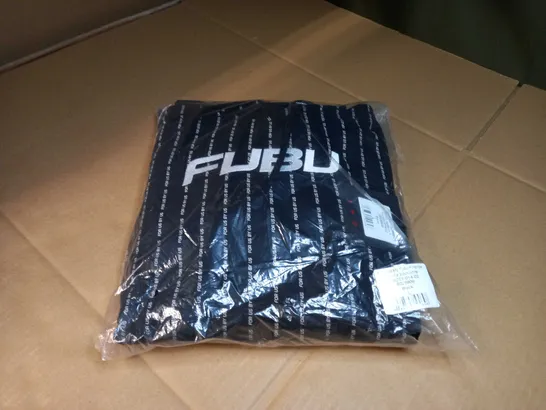 FUBU BLACK/LOGO VARSITY PINSTRIPE HOODIE - LARGE