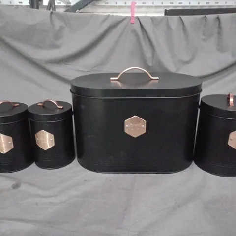 NEO SET OF 4 TEA, SUGAR, BREAD AND BISCUITS BLACK CANISTERS