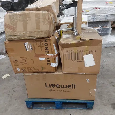 PALLET OF ASSORTED RAW HOUSEHOLD ITEMS AND FURNITURE PARTS 