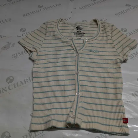 DICKIES KIDS BUTTON STRIPED CARDIGAN IN CREAM/BLUE - MEDIUM