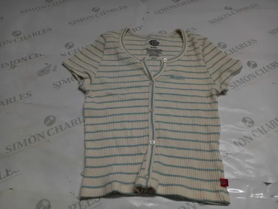 DICKIES KIDS BUTTON STRIPED CARDIGAN IN CREAM/BLUE - MEDIUM