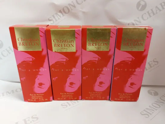 BOX OF 4 CHRISTIAN BRETON FOR A WOMAN EAU DE PARFUM - 4X50ML