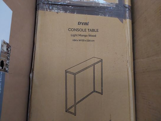 BOXED DESIGNER TRENT CONSOLE TABLE LIGHT MANGO WOOD H84 W100 D24cm