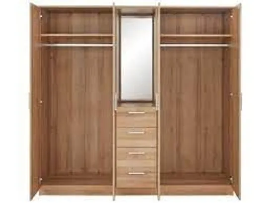 BOXED PANAMA 4-DOOR 4-DRAWER COMBI WARDROBE - DARK OAK - 5 BOXES