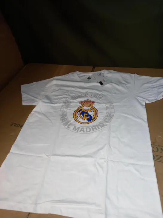 REAL MADRID CREST WHITE T-SHIRT SIZE M