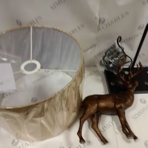 BOXED ALISON CORK ANIMAL TABLE LAMP - BRASS STAG