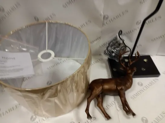 BOXED ALISON CORK ANIMAL TABLE LAMP - BRASS STAG