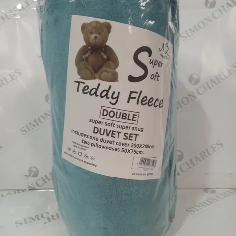 NIGHT ZONE SUPER SOFT TEDDY FLEECE DUVET SET IN TEAL - DOUBLE
