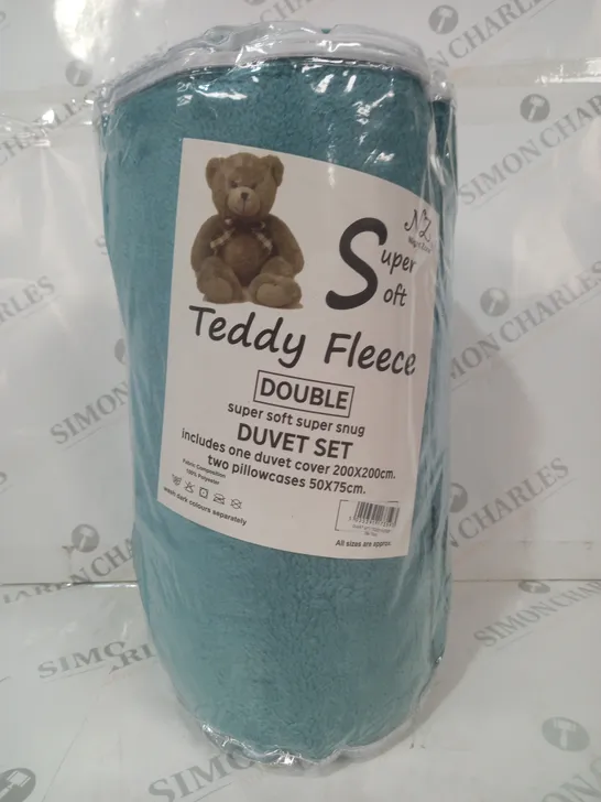 NIGHT ZONE SUPER SOFT TEDDY FLEECE DUVET SET IN TEAL - DOUBLE