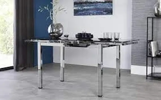 SPACE CHROME AND BLACK GLASS 110-170CM EXTENDING DINING TABLE 